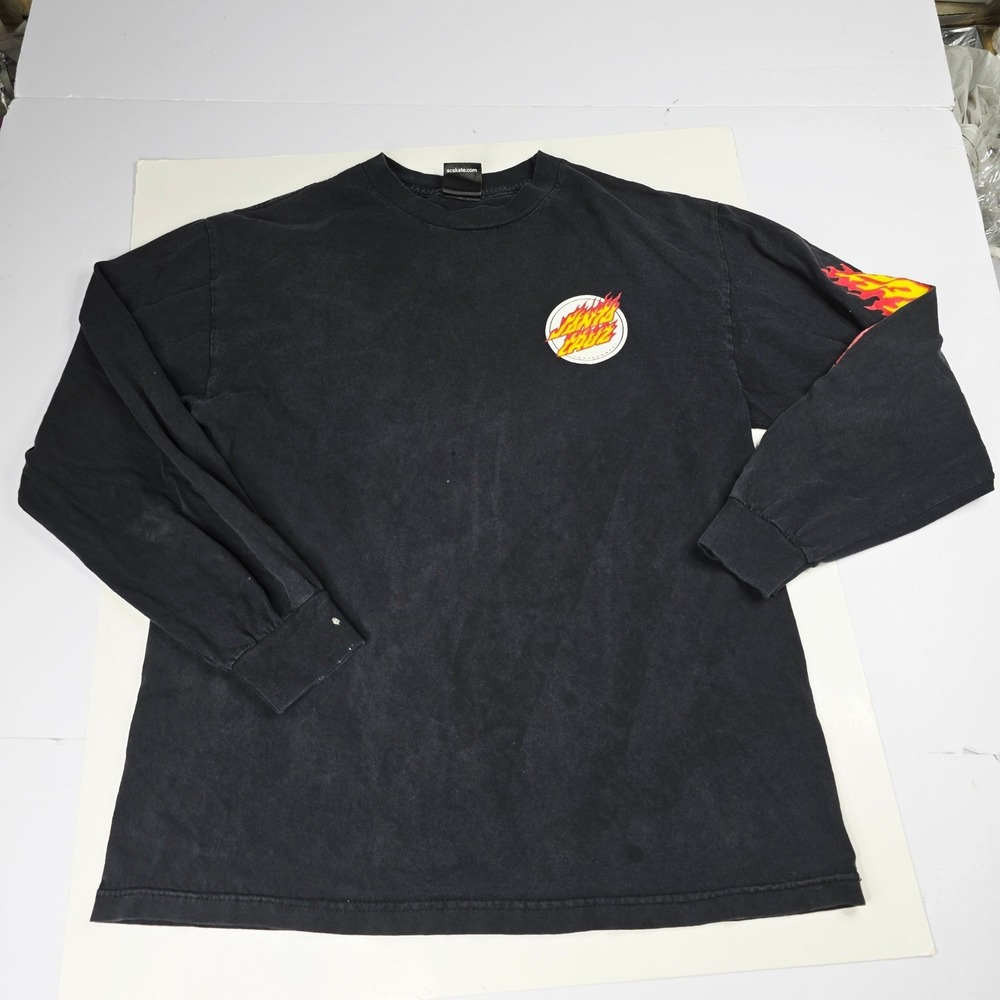 Santa Cruz Flame Dot Long Sleeve T-Shirt Skateboarding Graphic Tee men's Medium‎